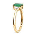 9K Yellow Gold Premium Gemfields Zambian Emerald & Lab Grown Diamond (VS-EF) Trilogy Ring 1.14 Ct.