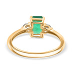 9K Yellow Gold Premium Gemfields Zambian Emerald & Lab Grown Diamond (VS-EF) Trilogy Ring 1.14 Ct.