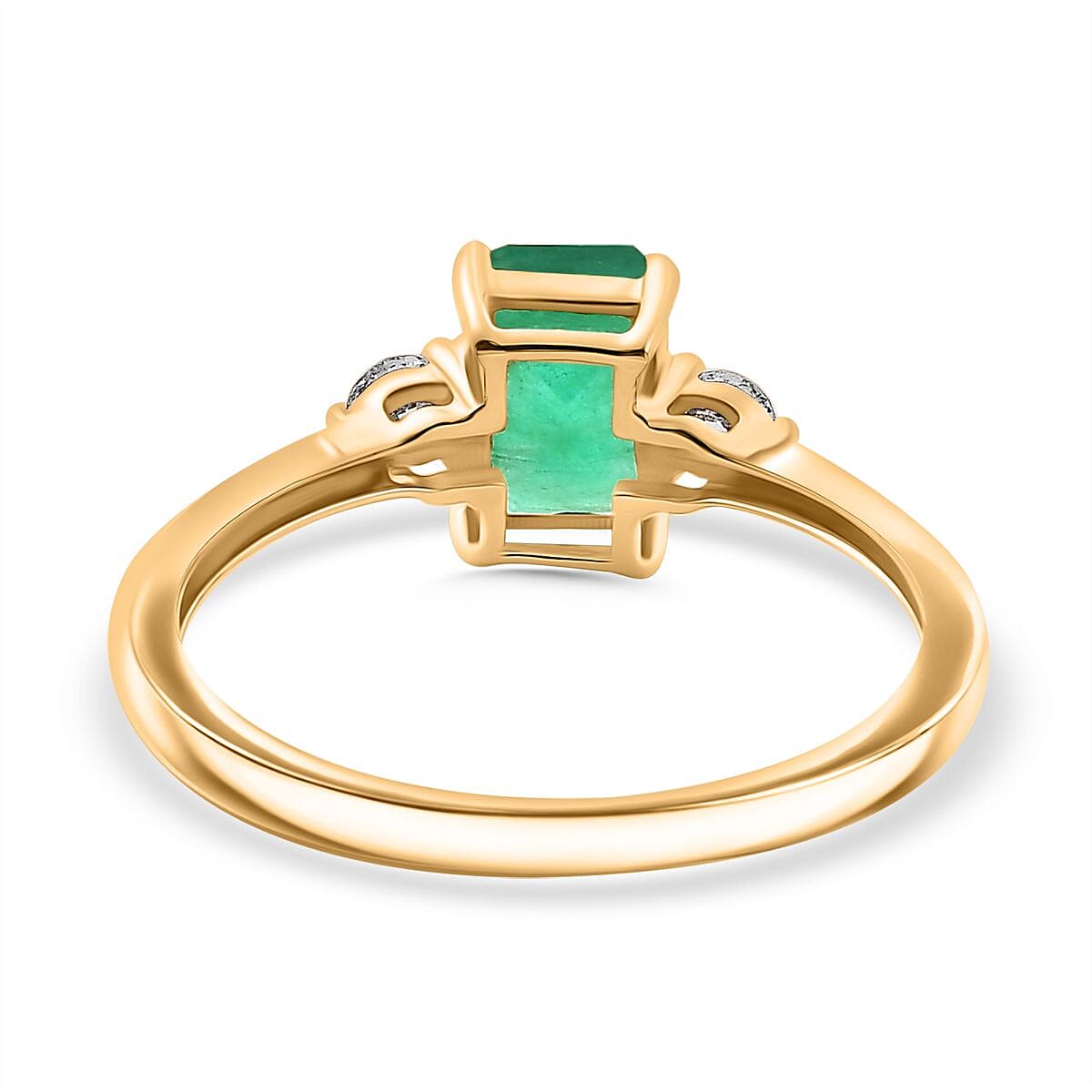 LUXURIANT 1.14 Ct. Premium Gemfields Zambian Emerald, Lab Grown Diamond Ring in 9K Yellow Gold (VS-E/F) 7987941 5