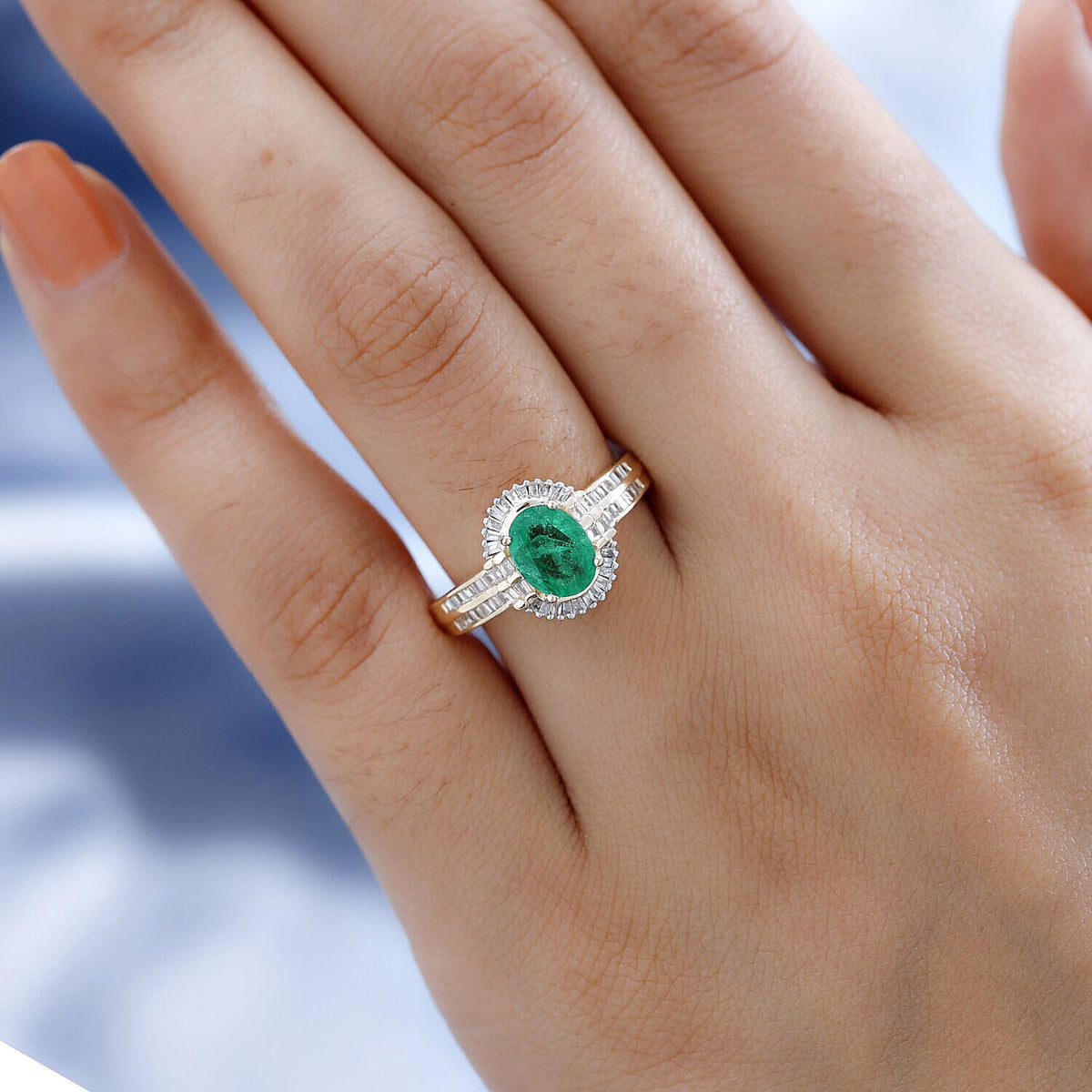 9K Yellow Gold AAA Zambian Emerald and Diamond Ring 1.53 Ct. 7516800 5