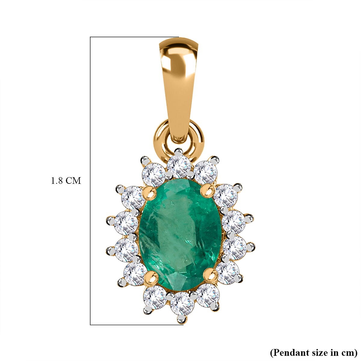 9K Yellow Gold AA Zambian Emerald and Diamond Halo Pendant 0.92 Ct 7253350 6