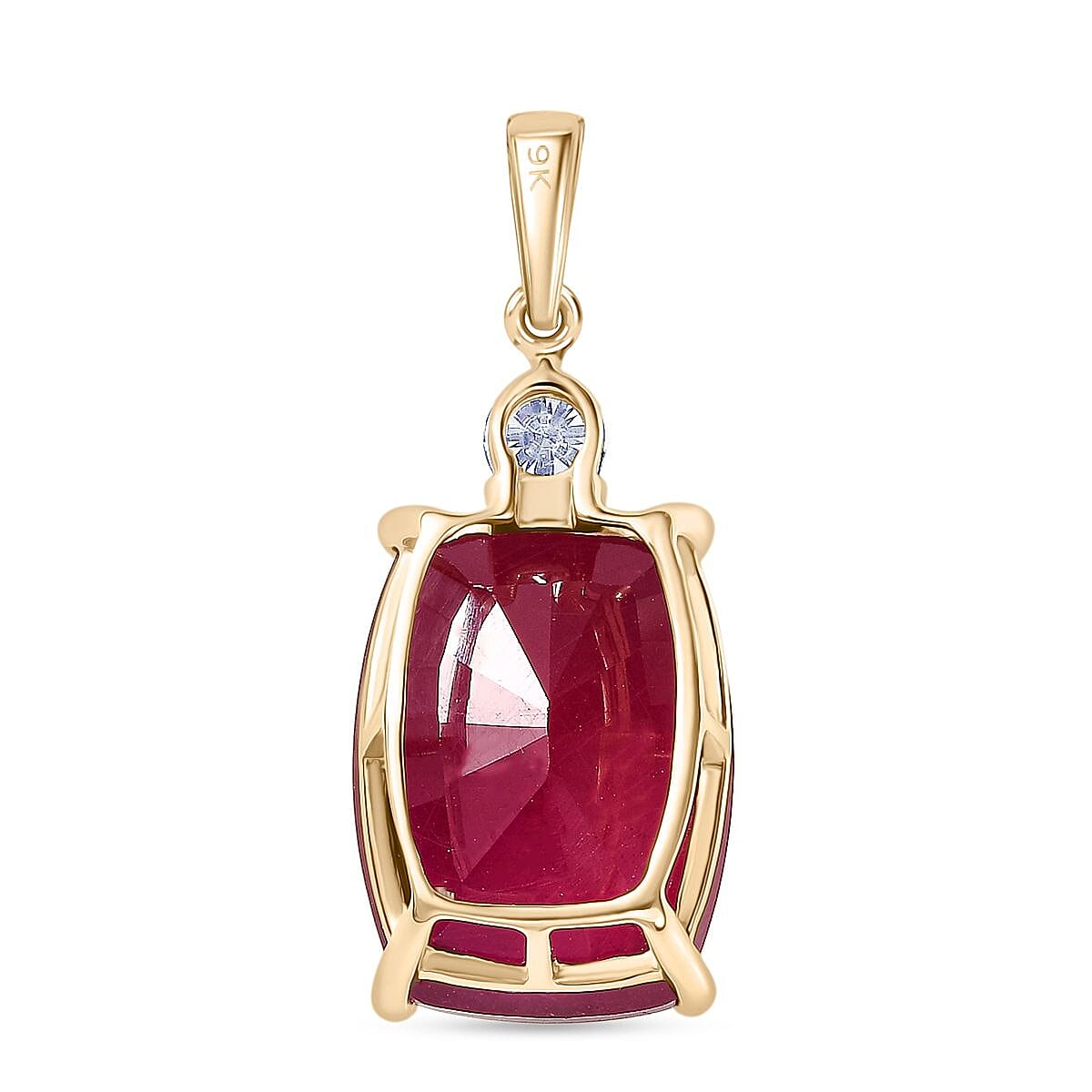 16.7 Ct. AAA Natural Ruby, Lab Grown Diamond Solitaire Pendant in 9K Yellow Gold (SI-GH) 8287848 4