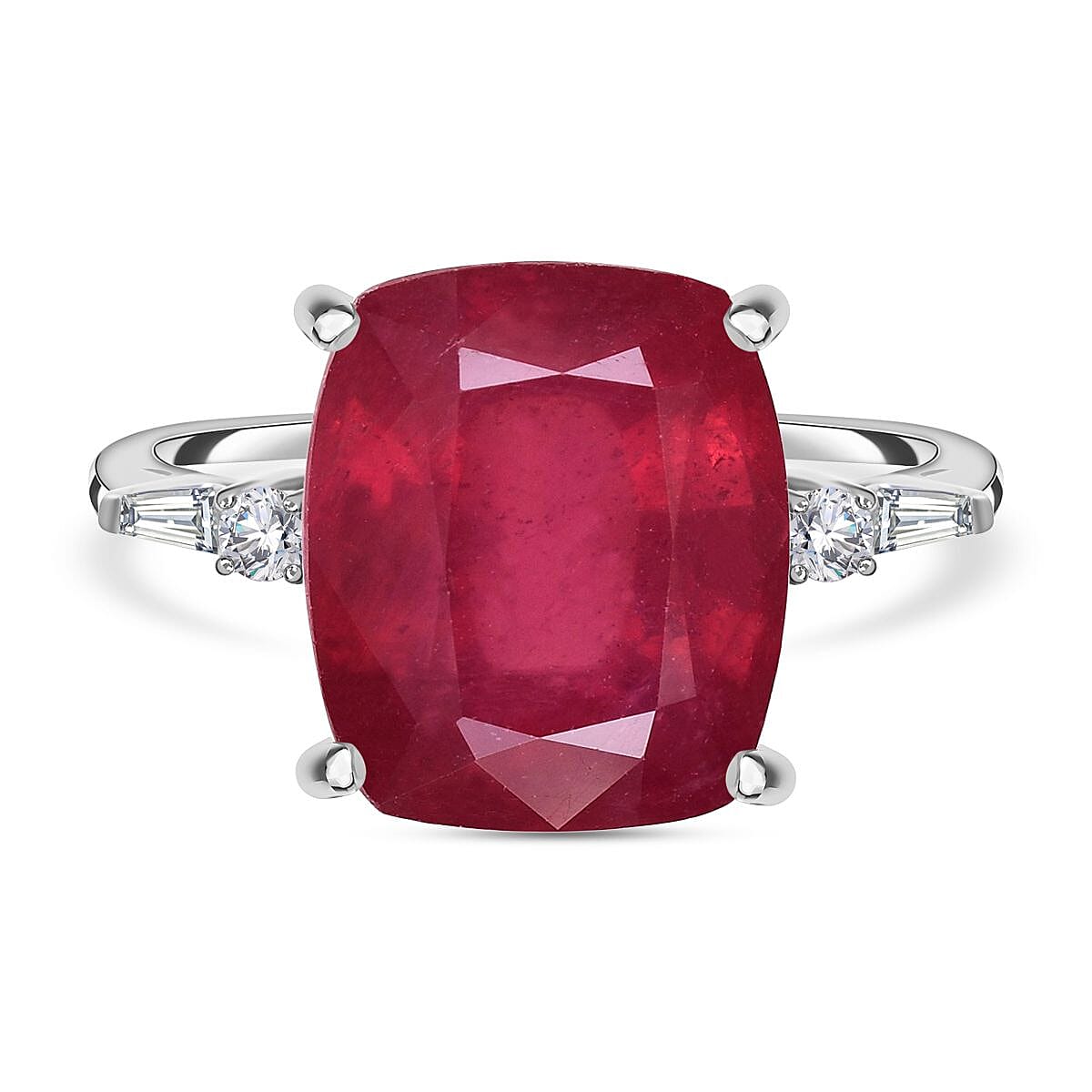 9K White Gold AAA African Ruby and Moissanite Ring 8.45 Ct 7169236 0