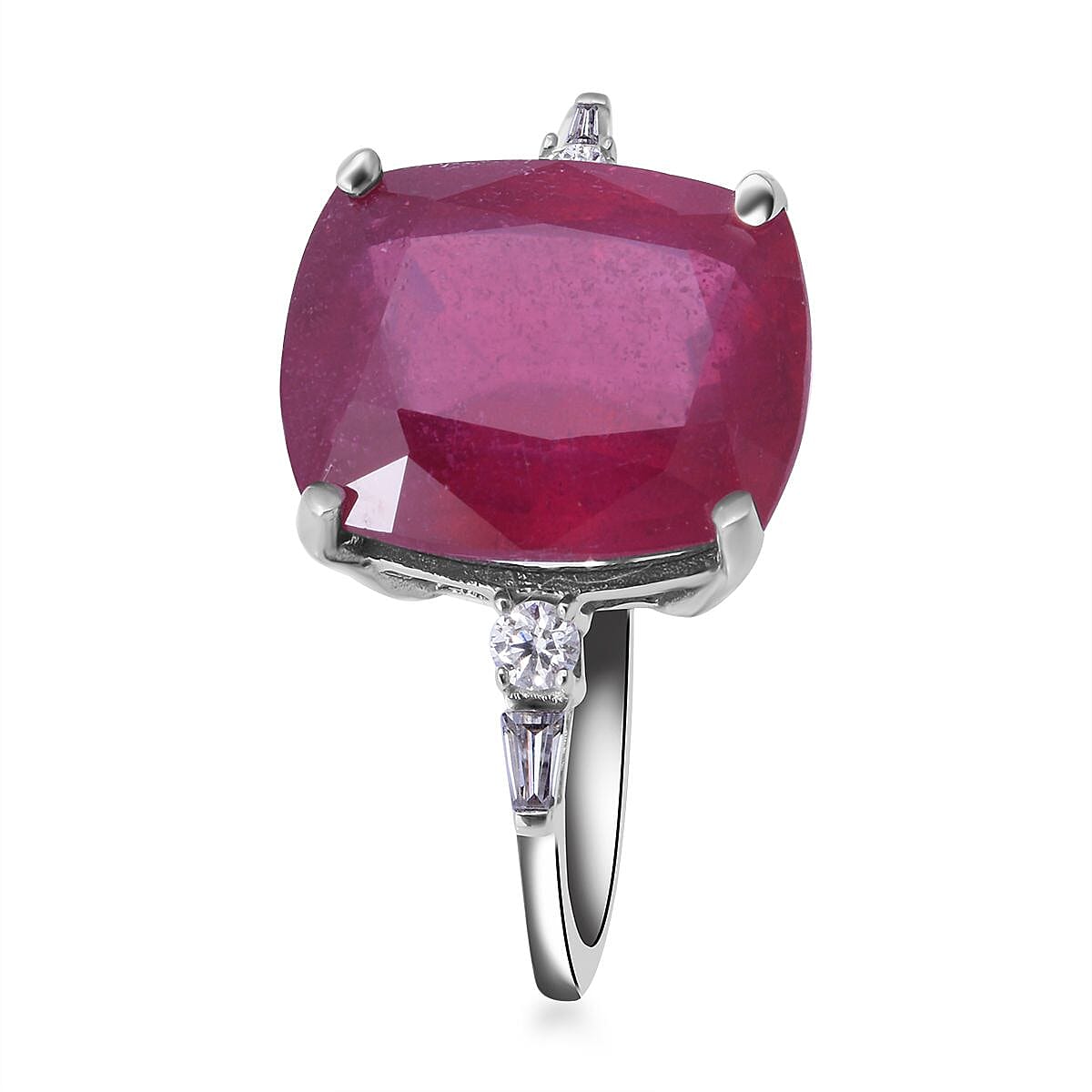 9K White Gold AAA African Ruby and Moissanite Ring 8.45 Ct 7169236 4