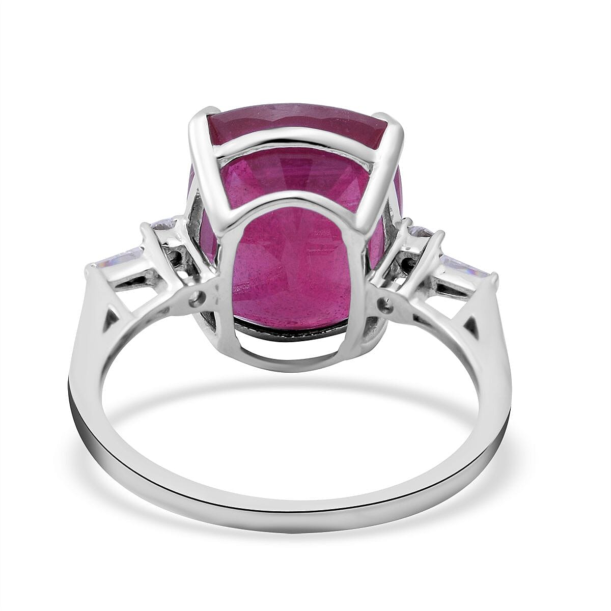 9K White Gold AAA African Ruby and Moissanite Ring 8.45 Ct 7169236 5