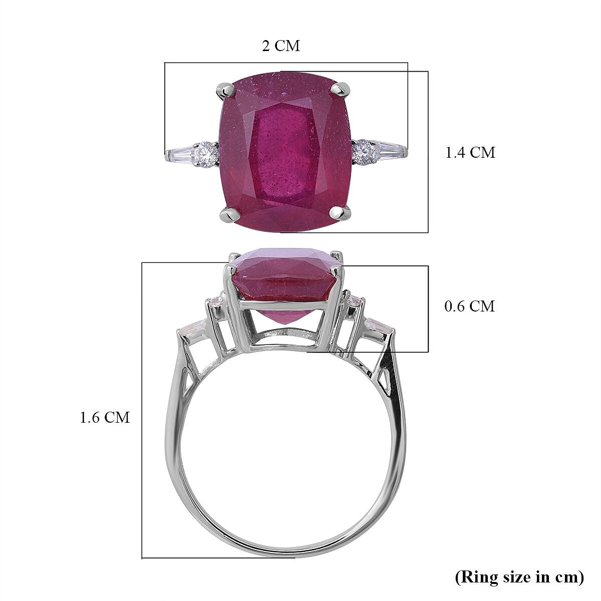 9K White Gold AAA African Ruby and Moissanite Ring 8.45 Ct 7169236 6