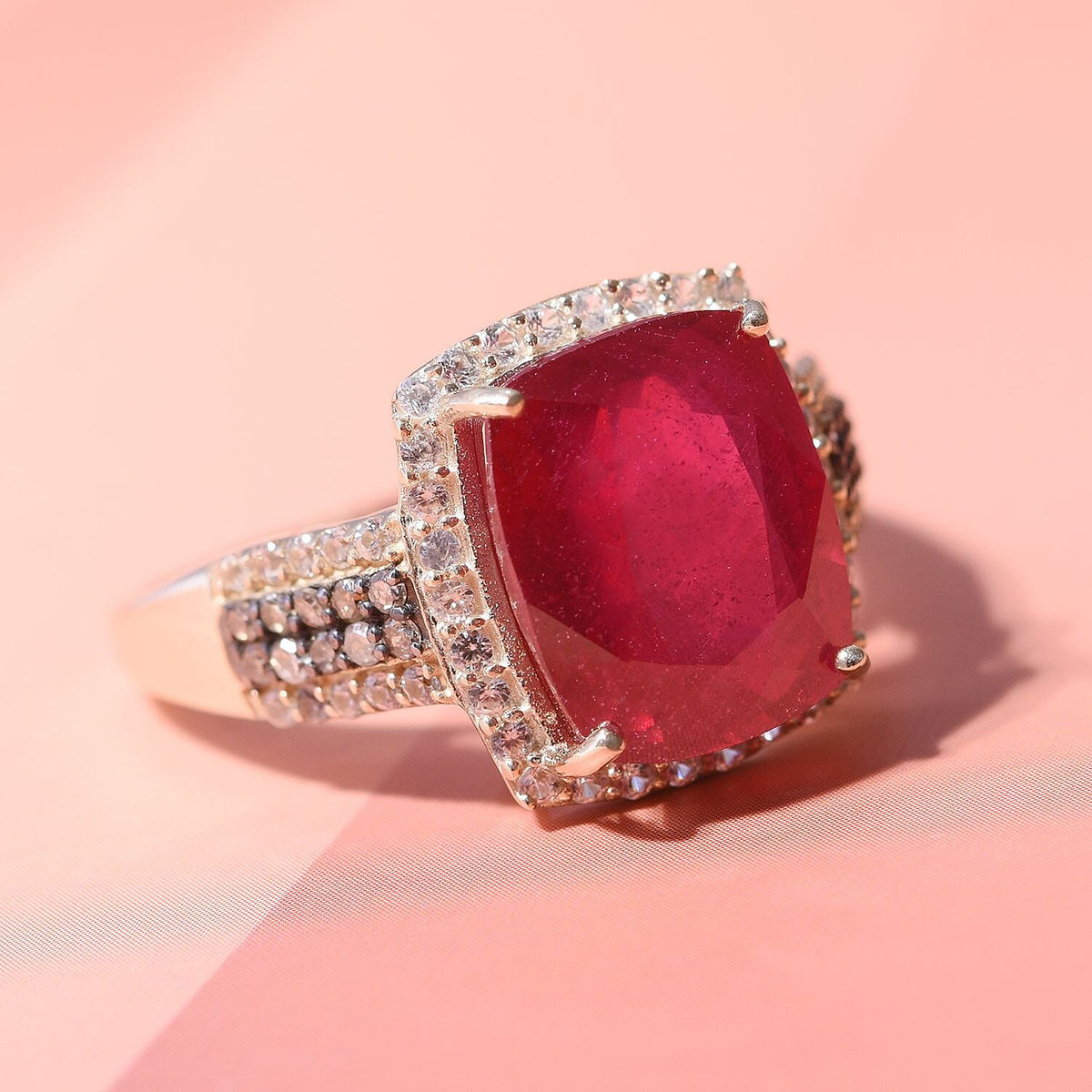 9K Yellow Gold AAA  African Ruby, Natural Zircon and Champagne Diamond Ring 6.71 Ct 7373705 2