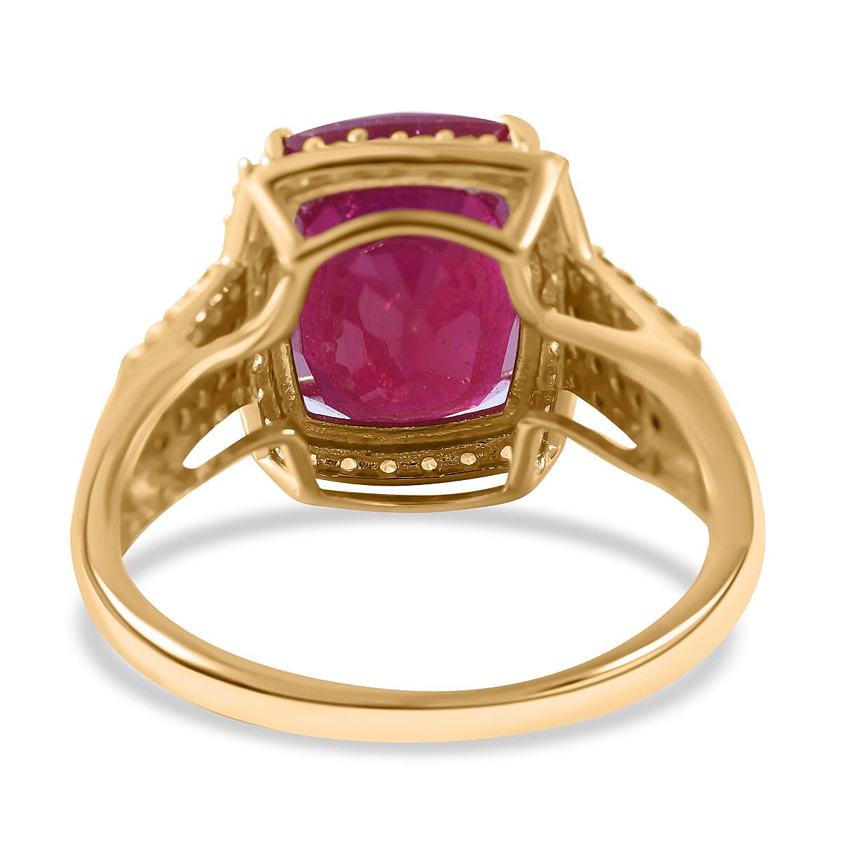 9K Yellow Gold AAA  African Ruby, Natural Zircon and Champagne Diamond Ring 6.71 Ct 7373705 9