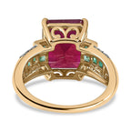 9K Yellow Gold AAA African Ruby, Premium Emerald & Natural Zircon Ring 7.30 Ct