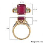 9K Yellow Gold AAA African Ruby, Premium Emerald & Natural Zircon Ring 7.30 Ct