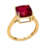 9K Yellow Gold AAA  African Ruby Solitaire Ring 6.80 Ct.