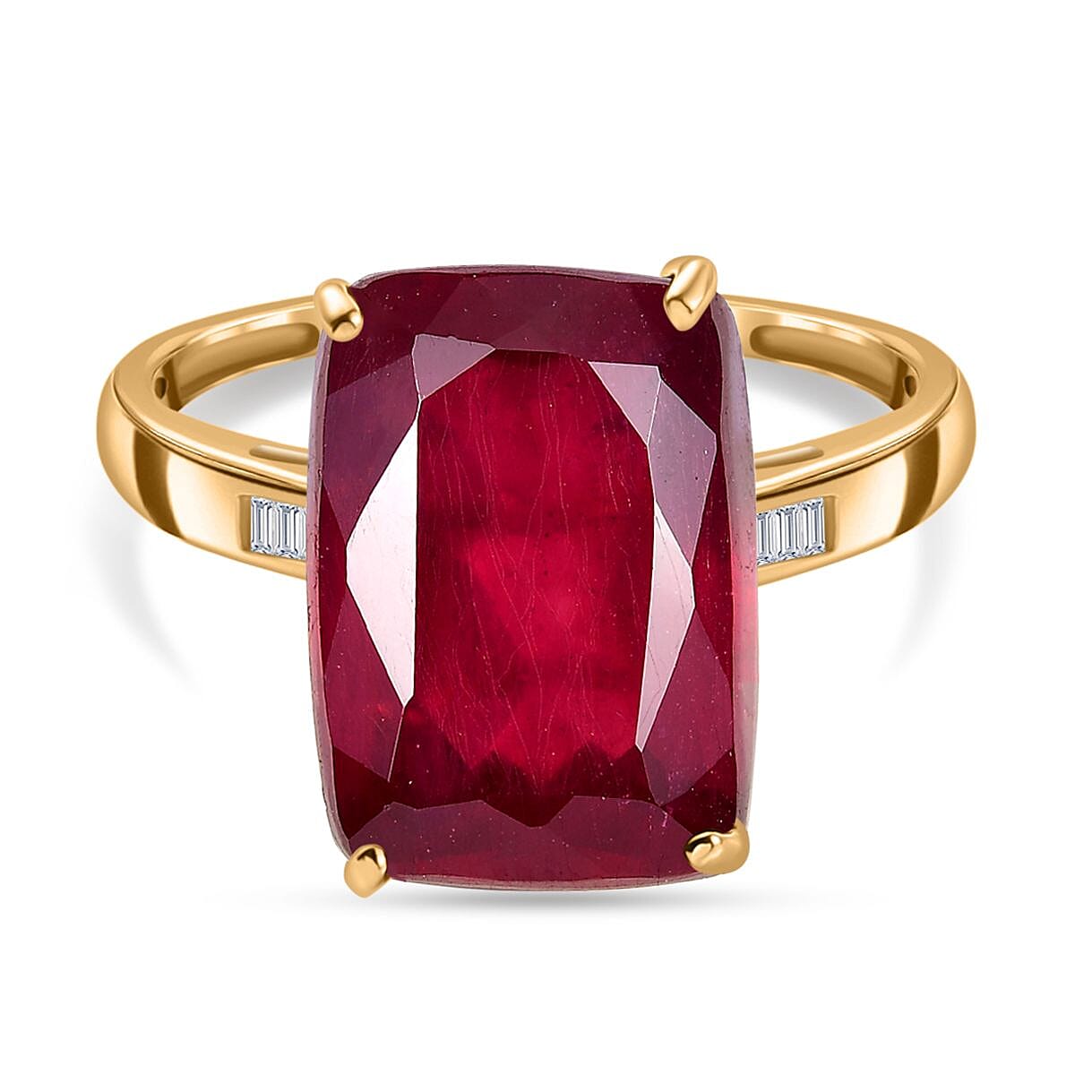9K Yellow Gold AAA African Ruby, White Diamond Ring 10.55 Cts. 7857213 0