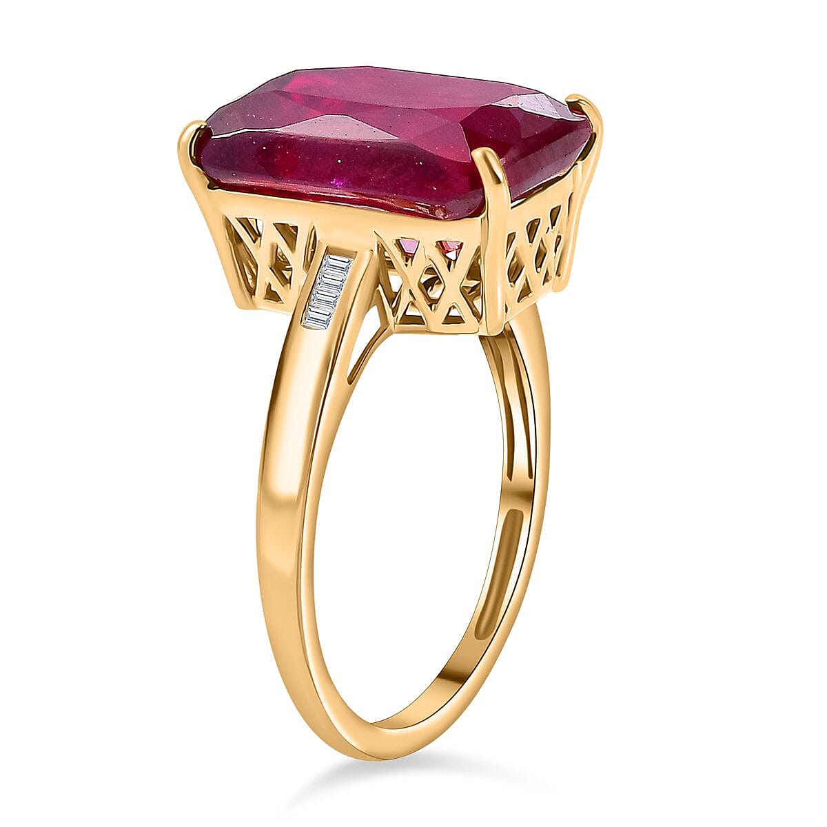 9K Yellow Gold AAA African Ruby, White Diamond Ring 10.55 Cts. 7857213 6