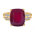 9K Yellow Gold AAA African Ruby and Moissanite Ring 8.430 Ct