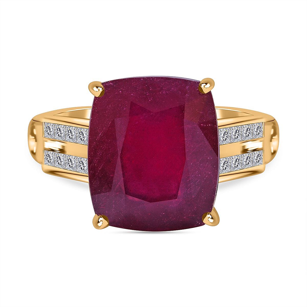 9K Yellow Gold AAA African Ruby and Moissanite Ring 8.430 Ct 7445446 6
