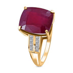 9K Yellow Gold AAA African Ruby and Moissanite Ring 8.430 Ct