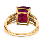 9K Yellow Gold AAA African Ruby and Moissanite Ring 8.430 Ct