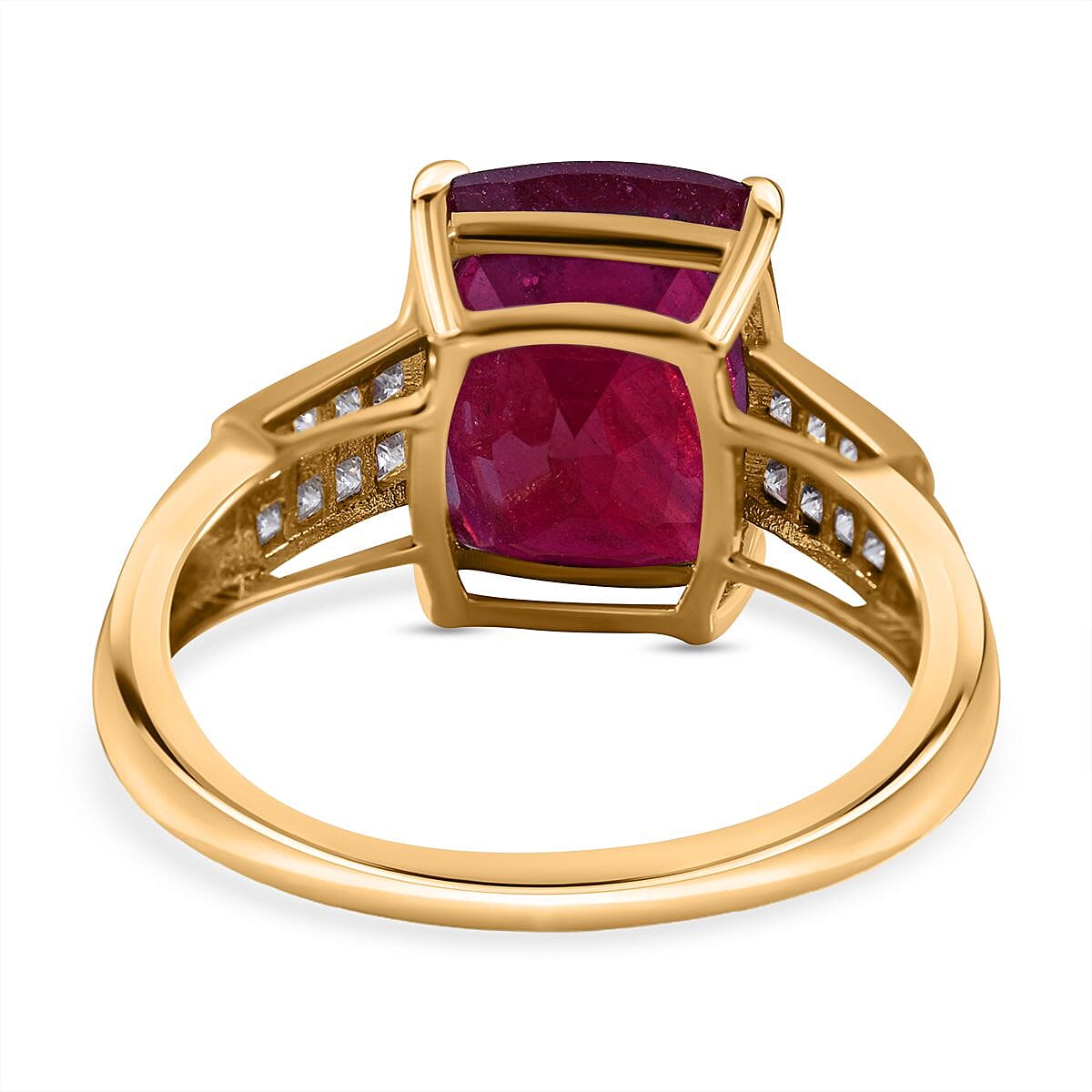 9K Yellow Gold AAA African Ruby and Moissanite Ring 8.430 Ct 7445446 10