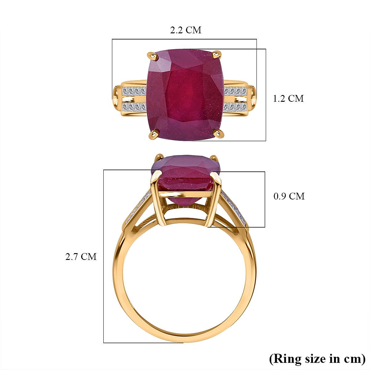 9K Yellow Gold AAA African Ruby and Moissanite Ring 8.430 Ct 7445446 11