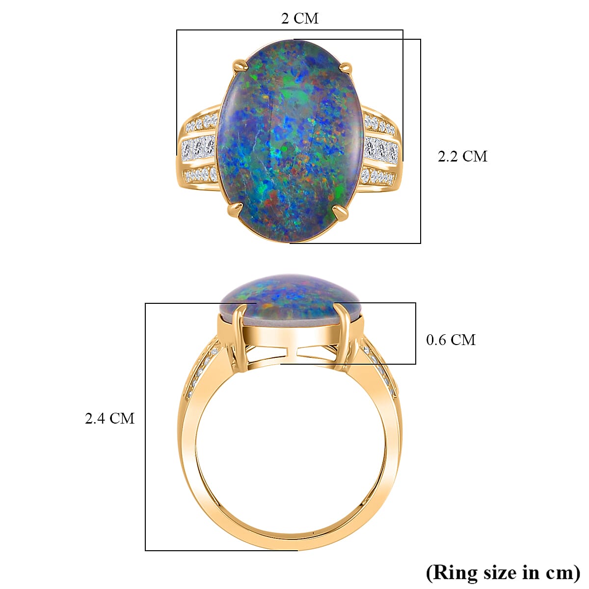 9K Yellow Gold AAA Boulder Opal Triplet, Moissanite Ring, Gold Wt. 3.5 Gms 7.180 Ct. 7802786 5