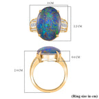 9K Yellow Gold Australian Boulder Opal & Moissanite Ring 7.18 Ct