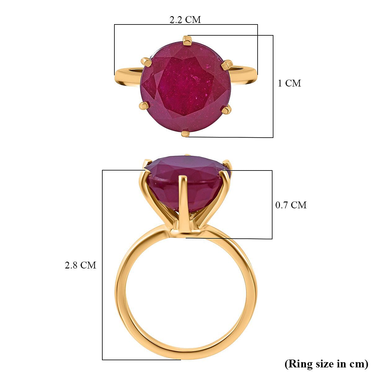 9K Yellow Gold African Ruby Solitaire Ring 10.00 Ct. 7383205 12