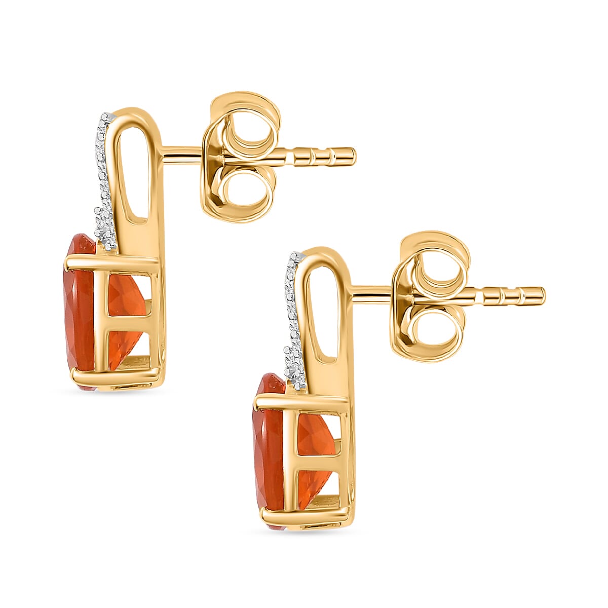 9K Yellow Gold AAA Cherry Fire Opal, Moissanite Drop Earrings 2.70 Ct 7877544 5