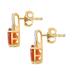 9K Yellow Gold AAA Salamanca Cherry Fire Opal & Moissanite Push Back Earring 2.71 Ct