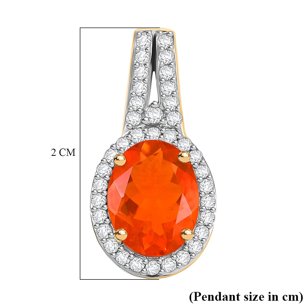 9K Yellow Gold AAA Cherry Fire Opal, Moissanite Halo Pendant 1.77 Ct 7877563 6