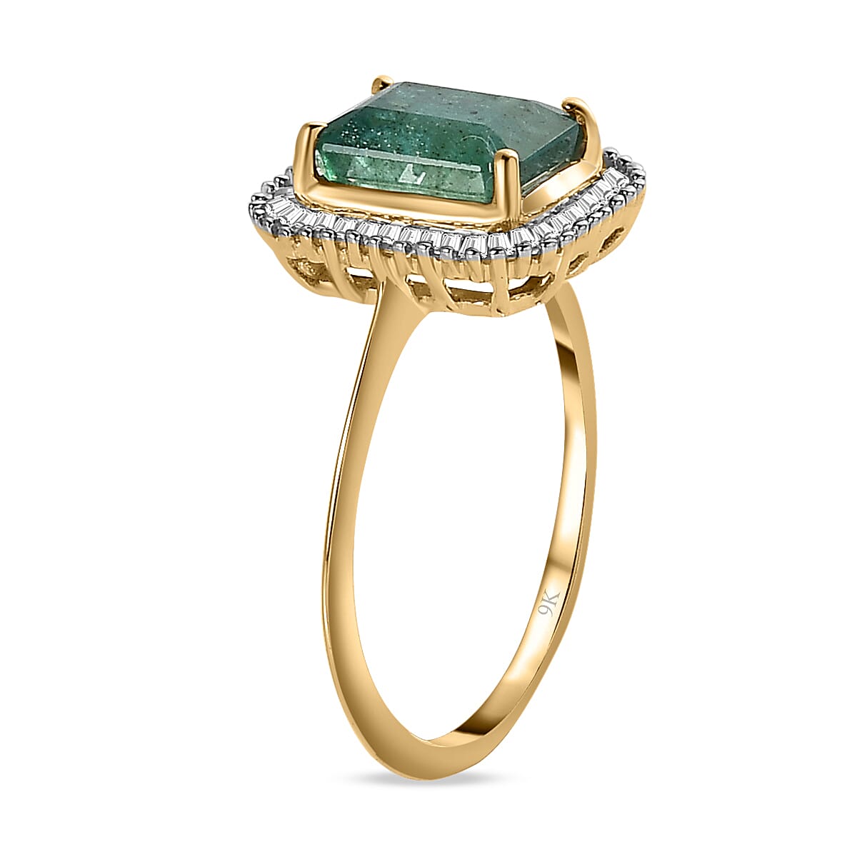 Collectors Edition 9K Yellow Gold AAA Gemfields Emerald &amp; Diamond Halo Ring 2.00 Ct. 7533580 3