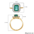Collectors Edition 9K Yellow Gold AAA Gemfields Emerald & Diamond Halo Ring 2.00 Ct.
