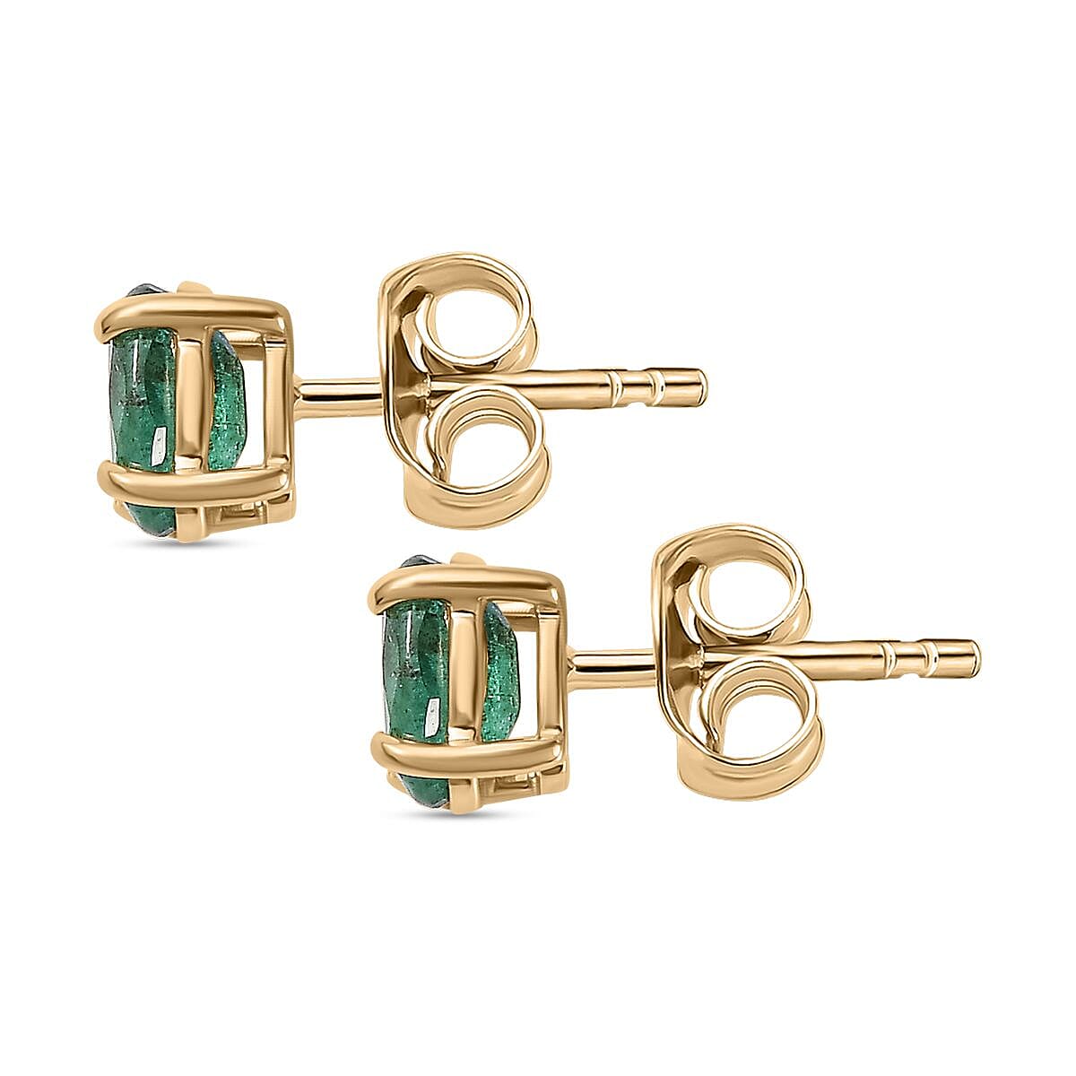 9K Yellow Gold AAA Gemfields Emerald Solitaire Stud Earrings 7763230 4