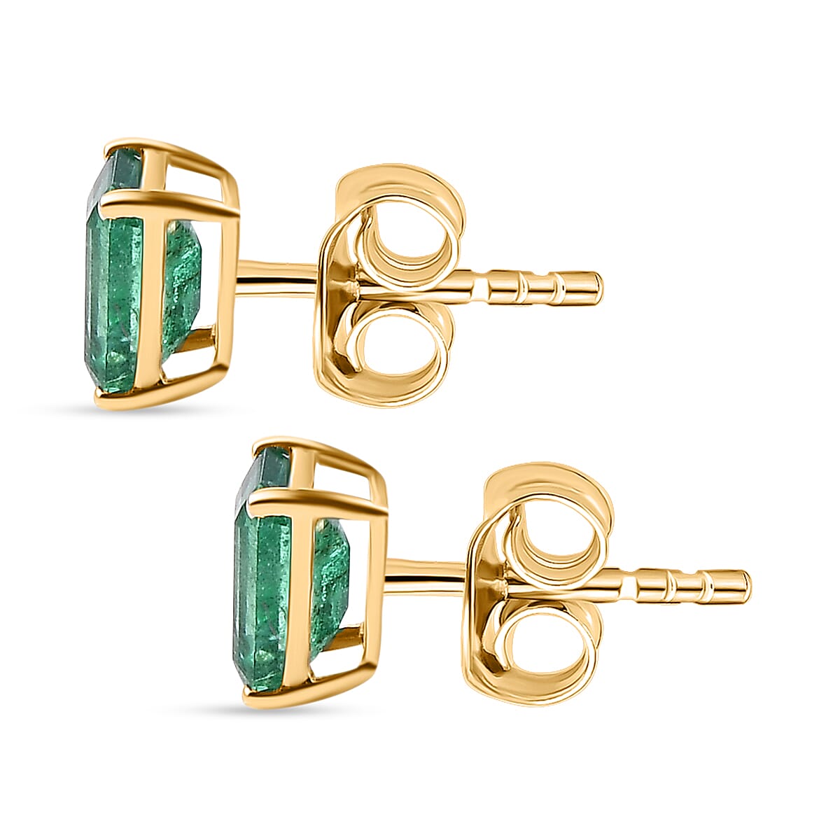 9K Yellow Gold AAA Emerald Earring With Push Back 1.98 ct, 7862265 4