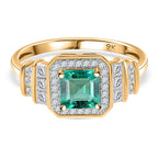 9K Yellow Gold AAA Gemfields Emerald Moissanite Ring 1.63 Ct