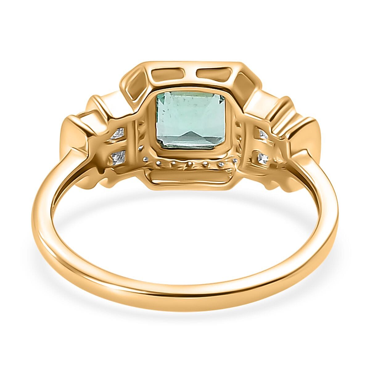 9K Yellow Gold AAA Gemfields Asscher Cut Emerald (1.24 Ct) and Moissanite Halo Ring 1.63 ct 7845684 4