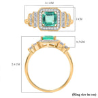 9K Yellow Gold AAA Gemfields Emerald Moissanite Ring 1.63 Ct