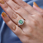 9K Yellow Gold AAA Gemfields Emerald & Moissanite Ring 2.16 Ct
