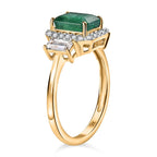9K Yellow Gold AAA Gemfields Emerald & Moissanite Ring 2.16 Ct