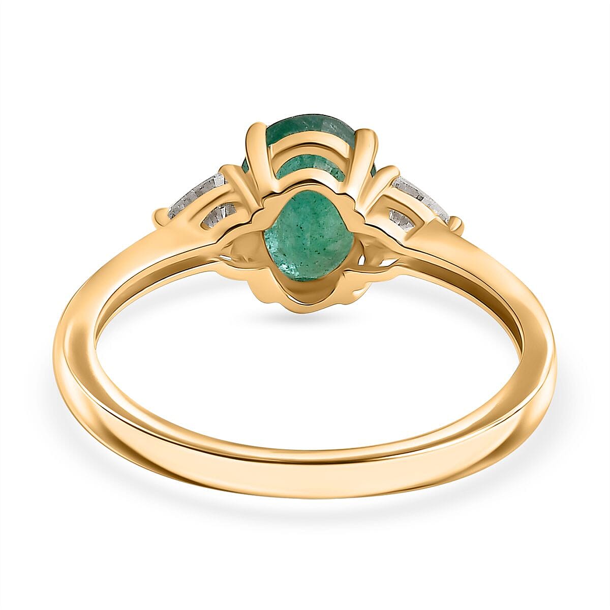 9K Yellow Gold AAA Zambian Emerald and Moissanite Ring 1.67 Cts. 8039773 4