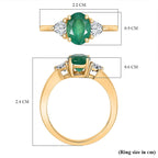 9K Yellow Gold AAA Gemfields Zambian Emerald & Moissanite Solitaire Ring 1.67 Ct.