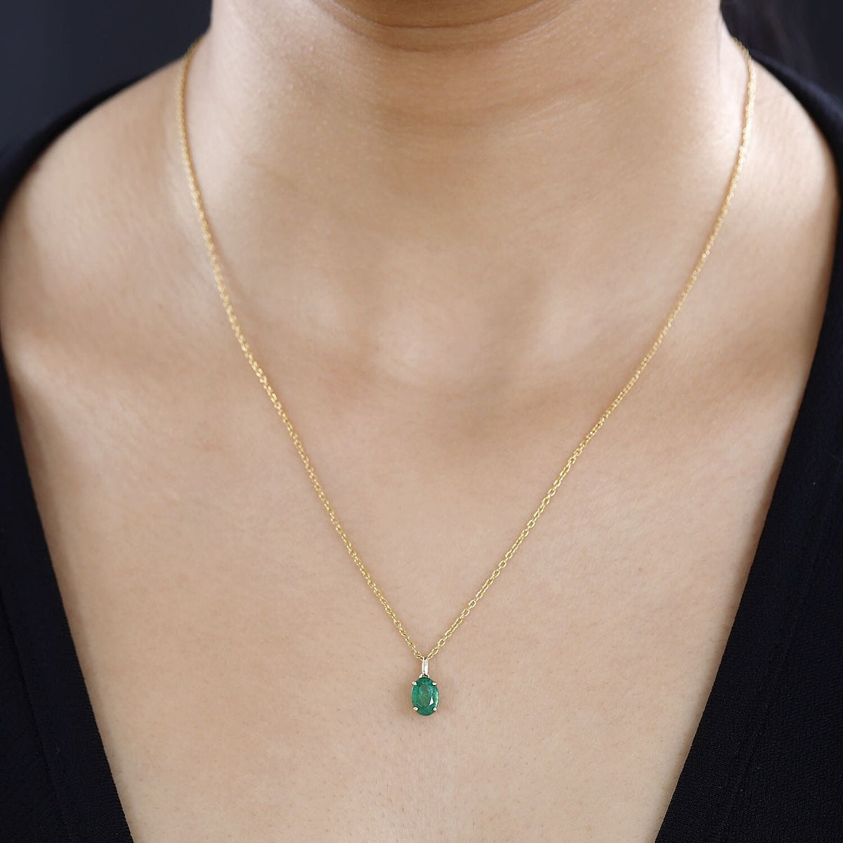 9K Yellow Gold AAA Emerald Solitaire Pendant, Gold Wt. 0.14 Gms  0.787  Ct. 7763228 2