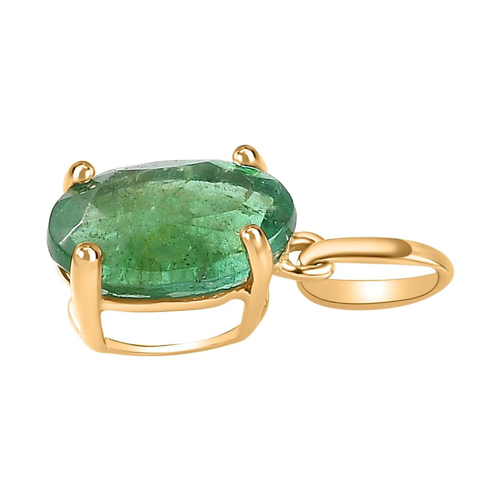 9K Yellow Gold  AAA   Emerald  Pendant 0.79 ct,