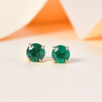 9K Yellow Gold AAA Gemfields Emerald Studds