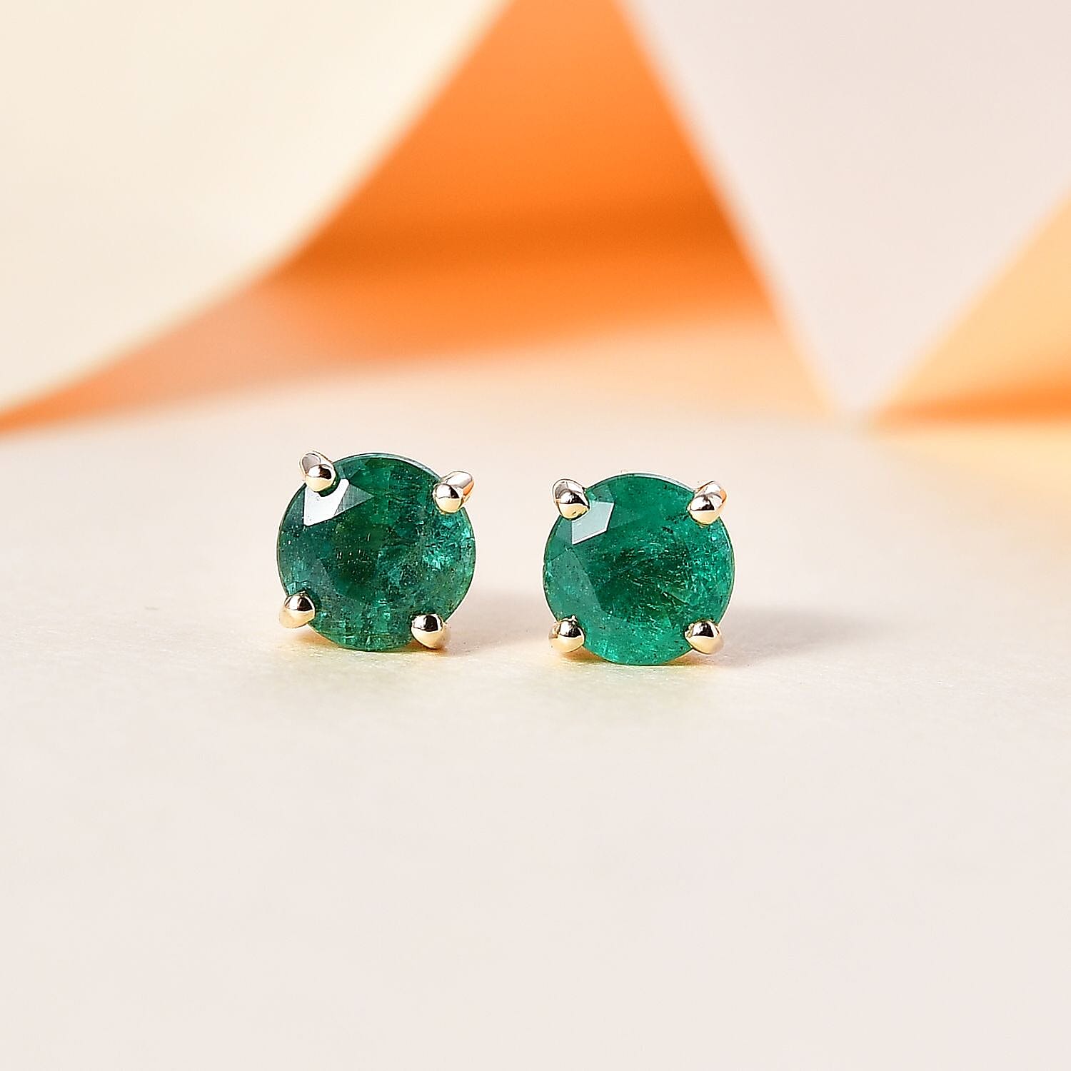 9K Yellow Gold AAA Gemfields Emerald Studds 7763239 2
