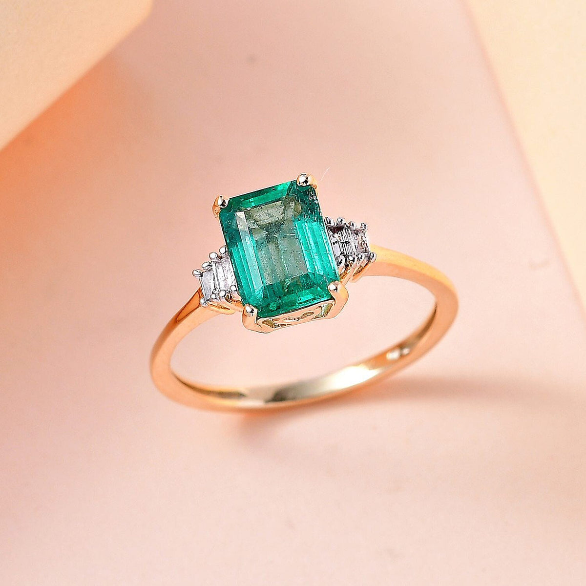 AAA Gemfields Emerald and Diamond Ring in 9K Yellow Gold 7505386 2