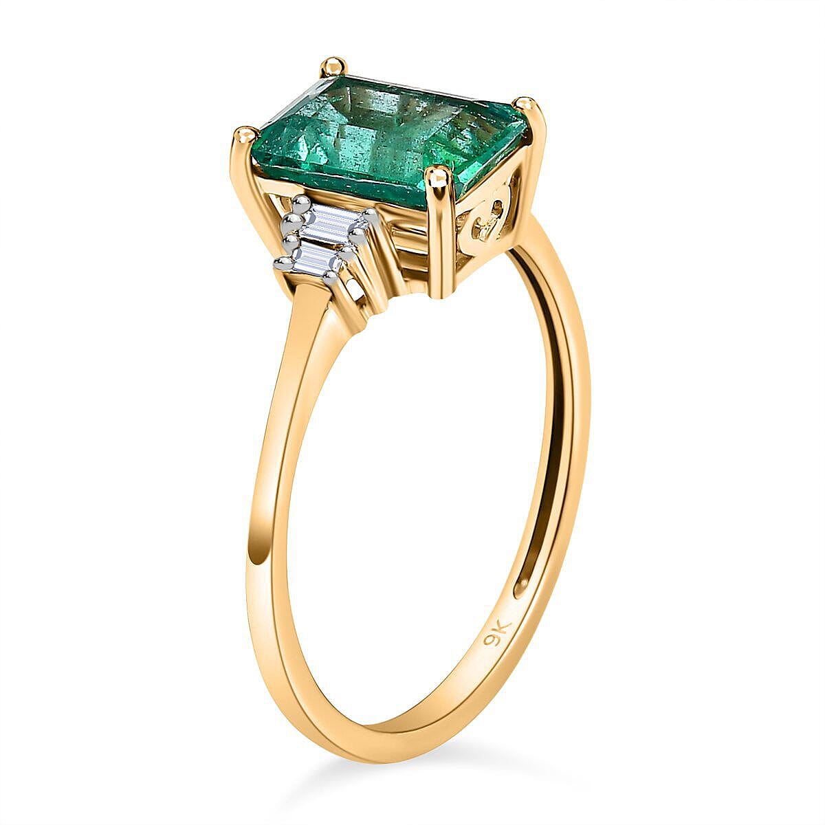 AAA Gemfields Emerald and Diamond Ring in 9K Yellow Gold 7505386 6