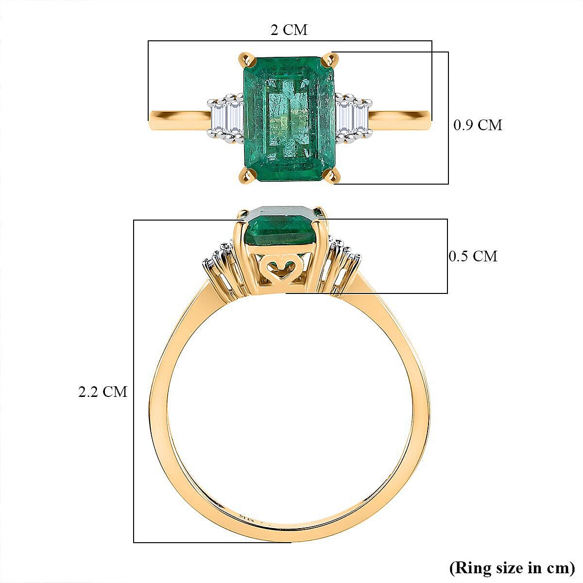 AAA Gemfields Emerald and Diamond Ring in 9K Yellow Gold 7505386 10