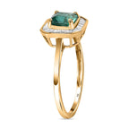 9K Yellow Gold AAAA Gemfields Asscher Cut Emerald & Diamond Halo Ring 1.34 Ct