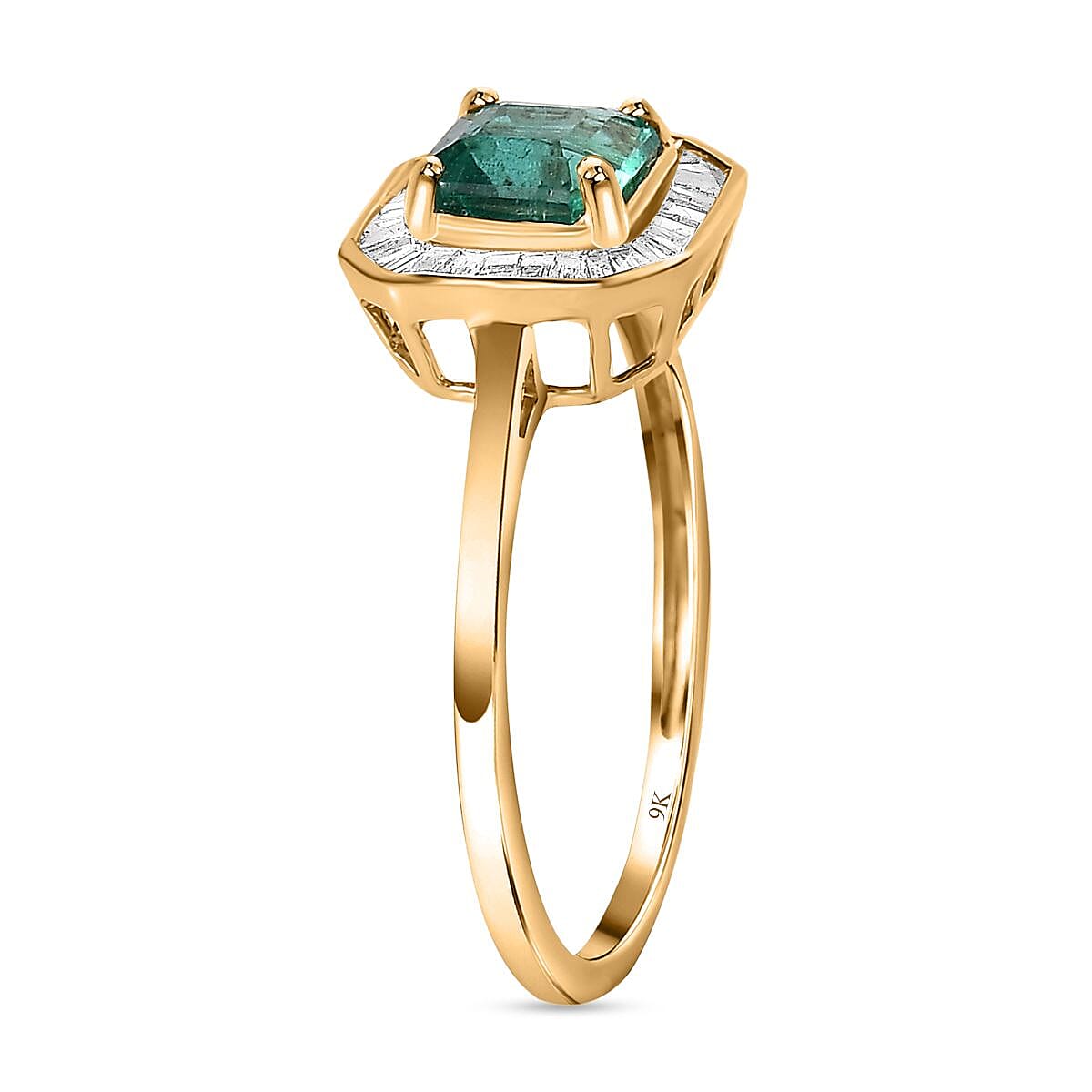 By Tony Diniz- 9K Yellow Gold AAAA Gemfields Asscher Cut Emerald and Diamond Halo Engagement Ring 1.34 Ct 7653524 3