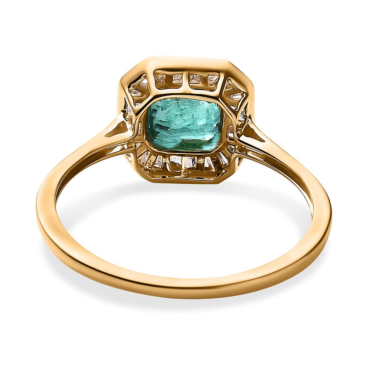 By Tony Diniz- 9K Yellow Gold AAAA Gemfields Asscher Cut Emerald and Diamond Halo Engagement Ring 1.34 Ct 7653524 4